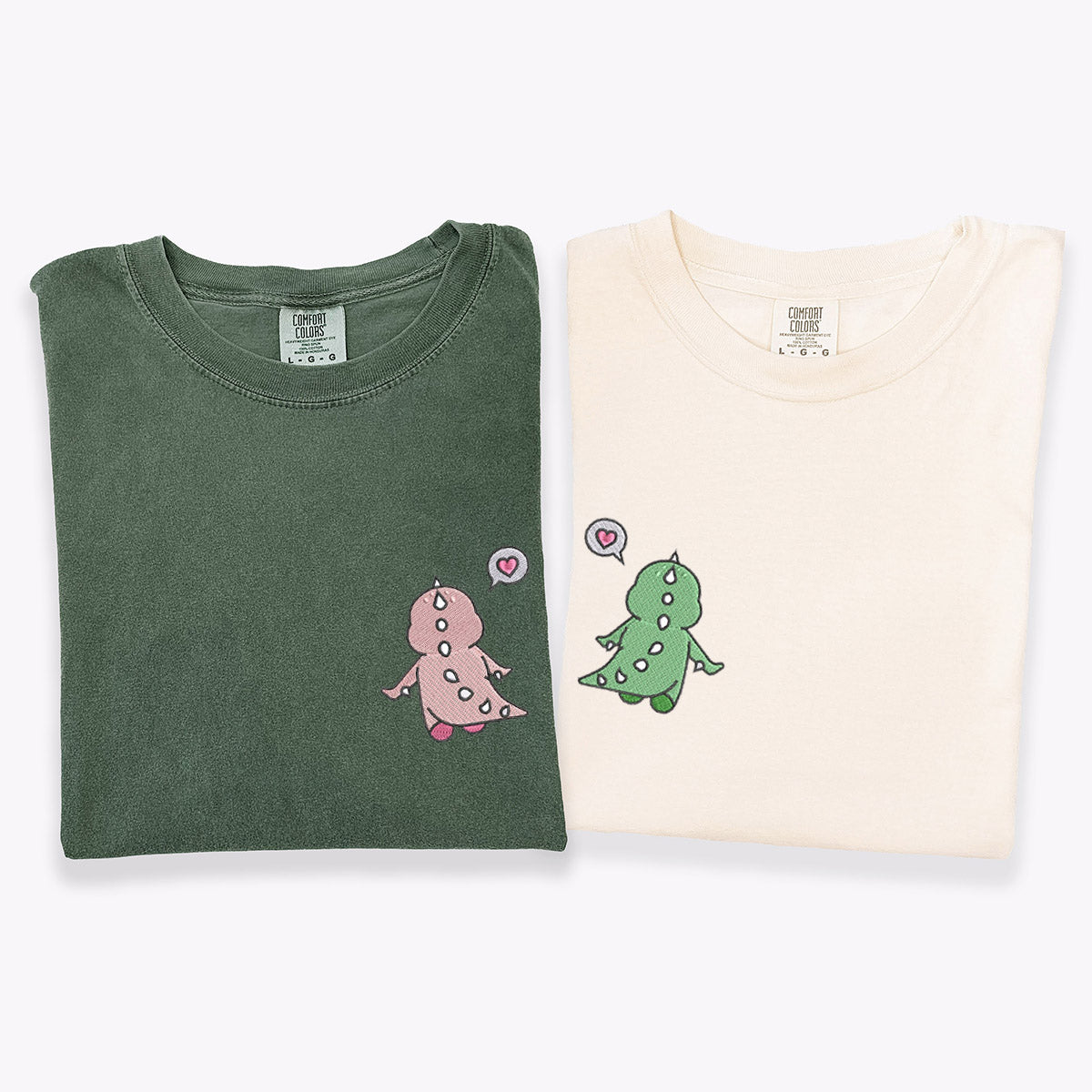 Custom Embroidered Funny Cartoon Dinosaur T-shirts for Couples