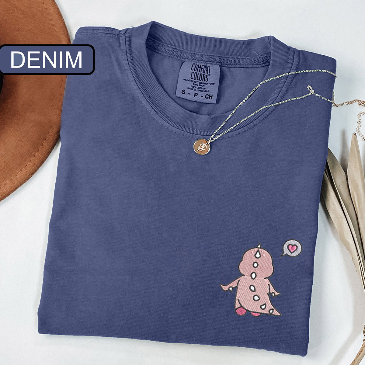 Custom Embroidered Funny Cartoon Dinosaur T-shirts for Couples