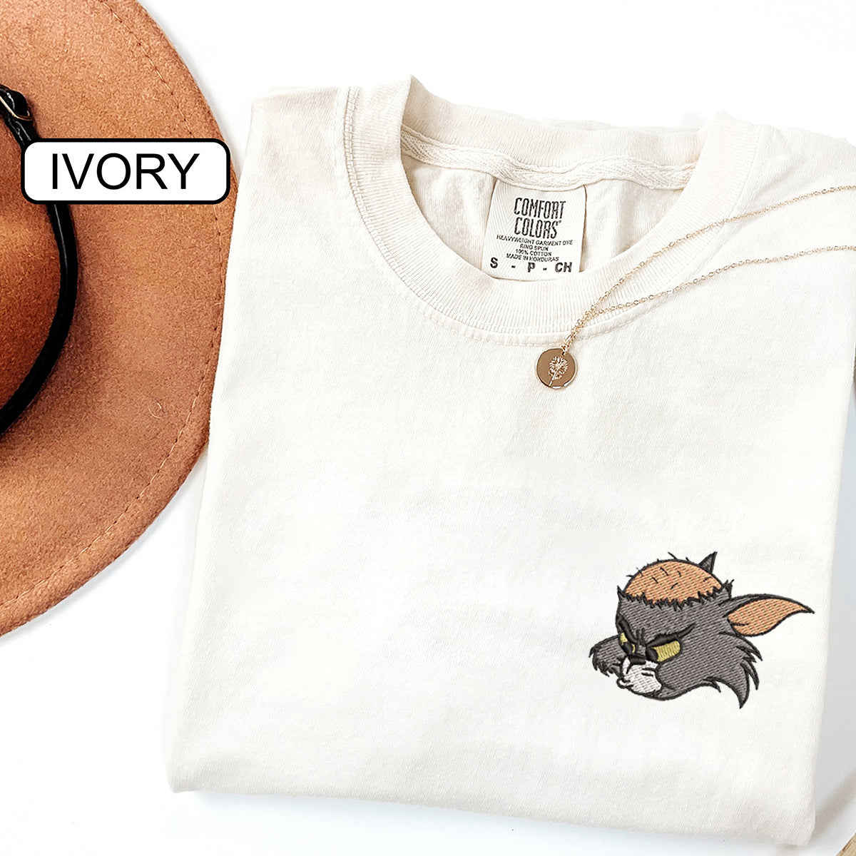 Custom Embroidered Funny Cat and Mouse Matching T-shirts for Couples