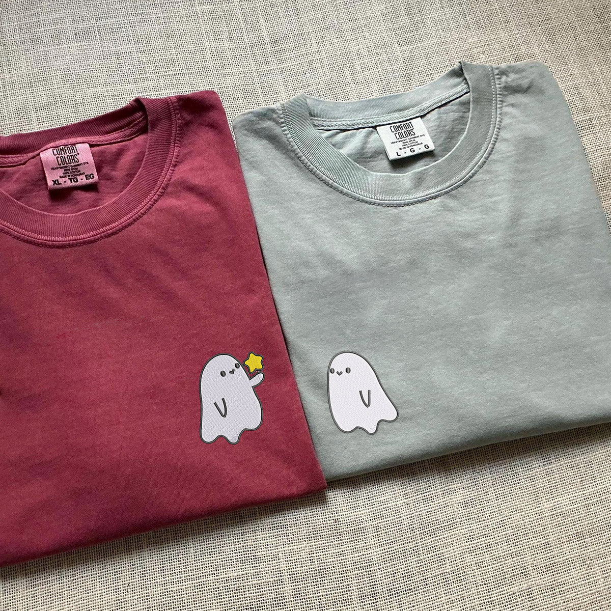 Custom Embroidered Ghost Spooky Season V2 Matching T-shirts for Couples