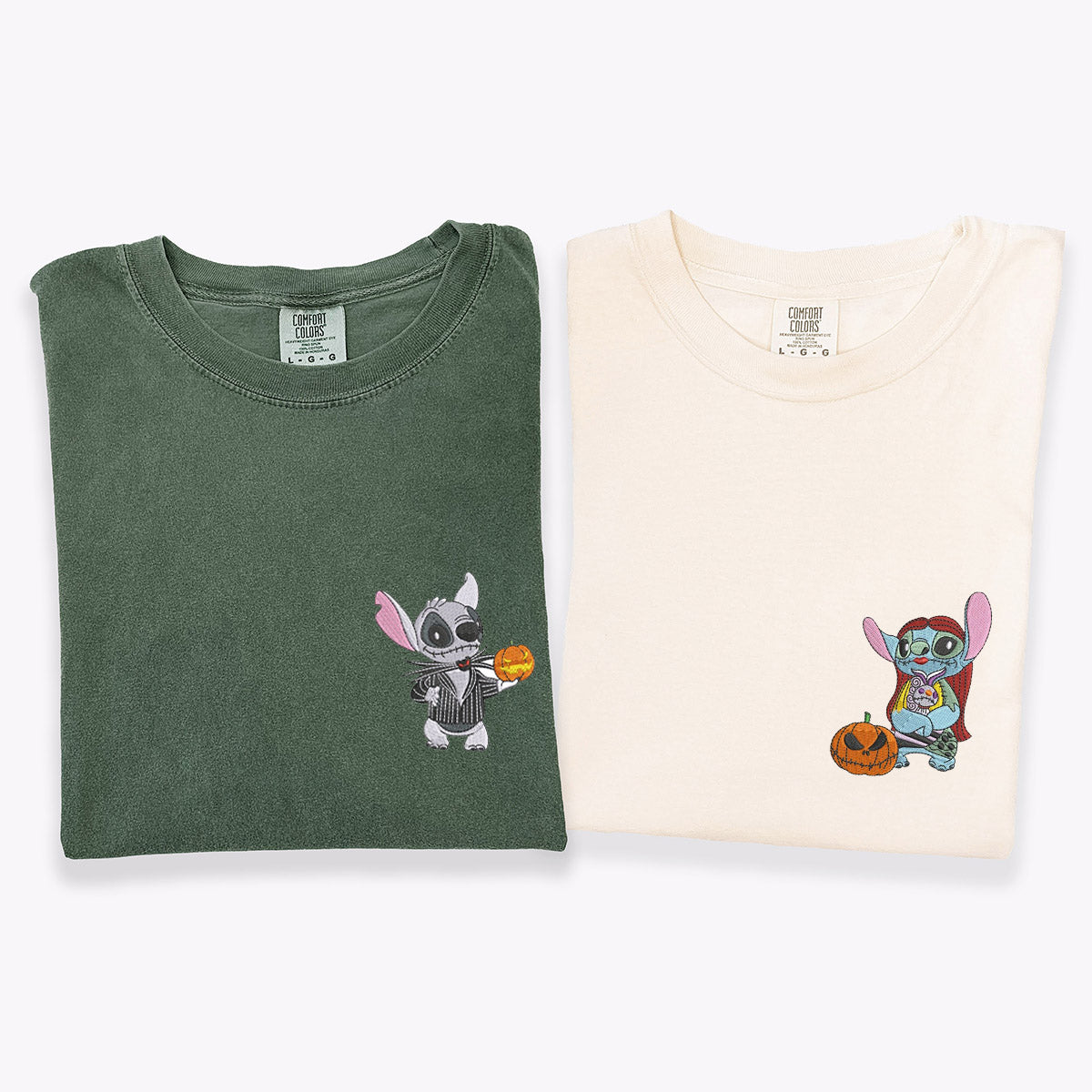 Custom Embroidered Halloween Cartoon Character T-shirts for Couples