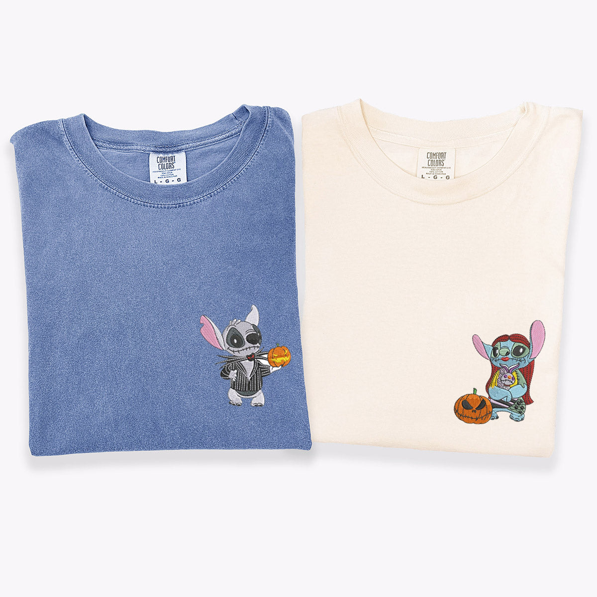 Custom Embroidered Halloween Cartoon Character T-shirts for Couples