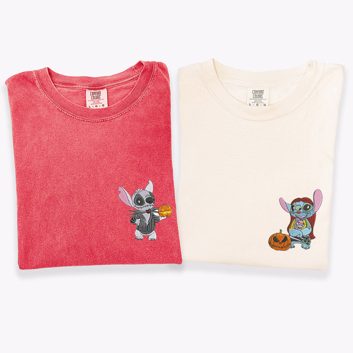 Custom Embroidered Halloween Cartoon Character T-shirts for Couples