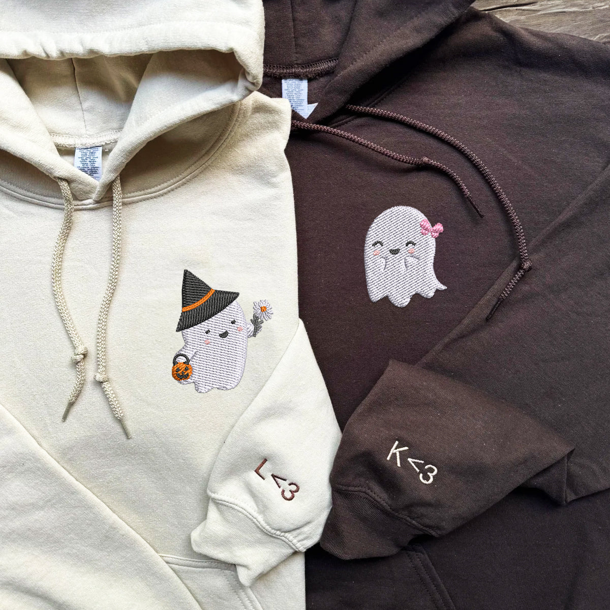 Custom Embroidered Halloween Sweatshirts For Couples, Halloween Couples Cute Ghost Boo Embroidered Sweatshirt, Ghost Spooky Sweater