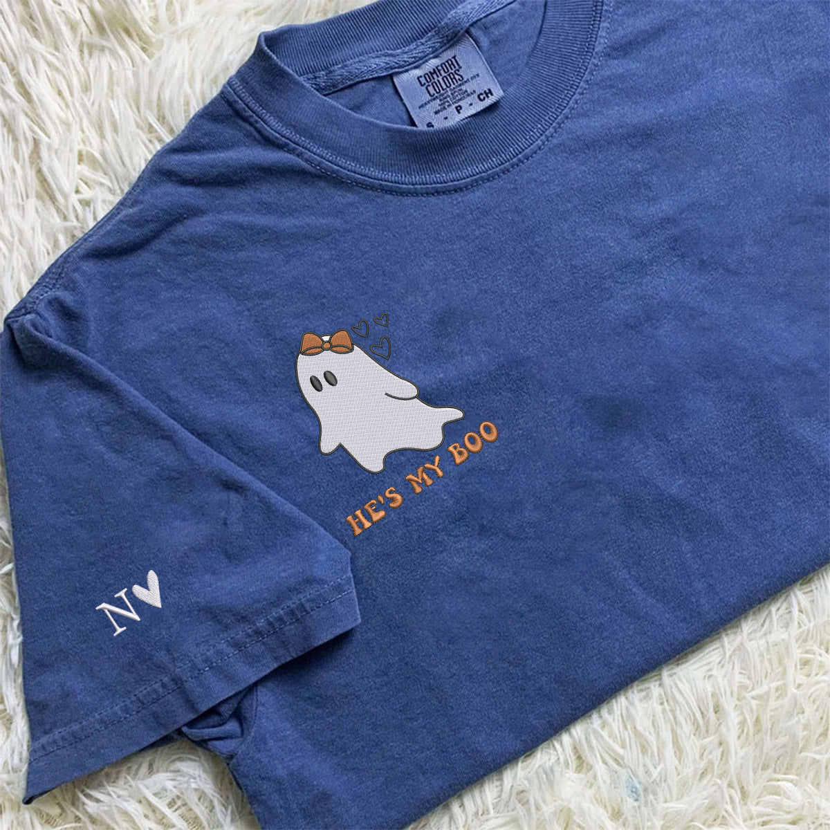 Custom Embroidered He's My Boo She's My Boo Halloween T-shirts for Couples