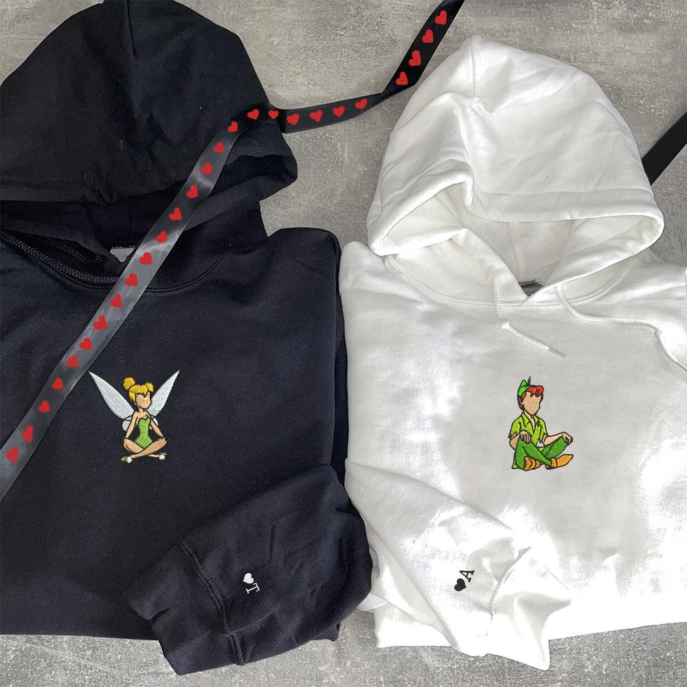 Custom Embroidered Hoodies For Couples, Couples With Matching Hoodies, His Her Hoodies, Cute Fairy Couples Embroidered Hoodie