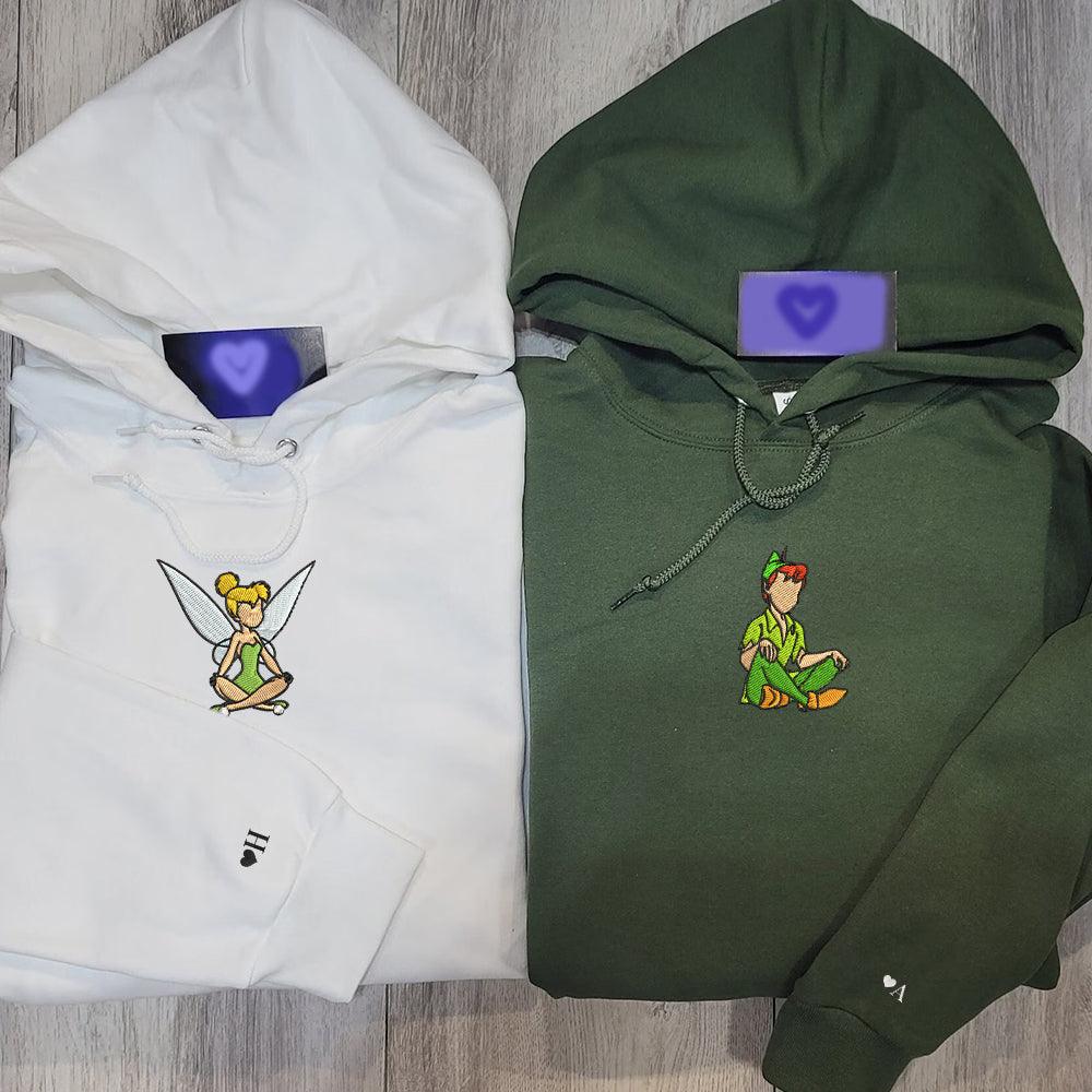 Custom Embroidered Hoodies For Couples, Couples With Matching Hoodies, His Her Hoodies, Cute Fairy Couples Embroidered Hoodie