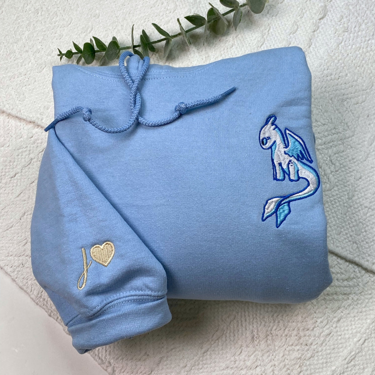 Custom Embroidered Hoodies For Couples, Custom Matching Couple Hoodie, Cartoon Cute Black Dragon x White Dragon Couples Embroidered Hoodie