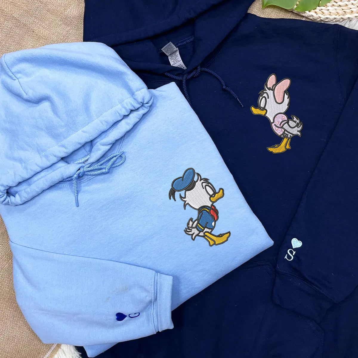 Custom Embroidered Hoodies For Couples, Custom Matching Couple Hoodie, Cartoon Cute Ducks Couples Embroidered Hoodie