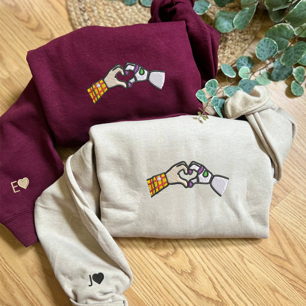 Custom Embroidered Hoodies For Couples, Custom Matching Couple Hoodie, Cute Cartoon Toys Couples Embroidered Hoodie