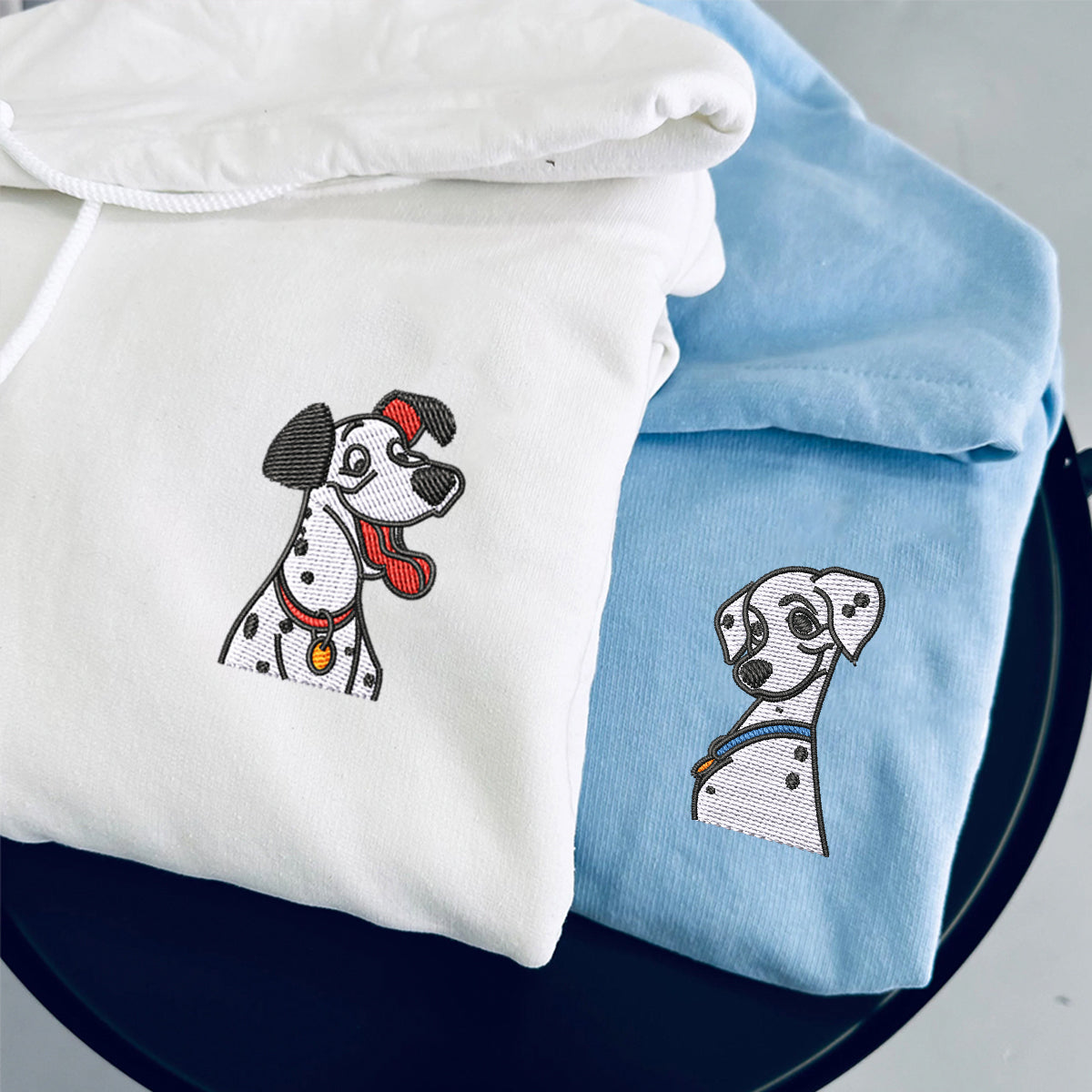 Custom Embroidered Hoodies For Couples, Custom Matching Couple Hoodie, Cute Dogs Cartoon Couples Embroidered Hoodie