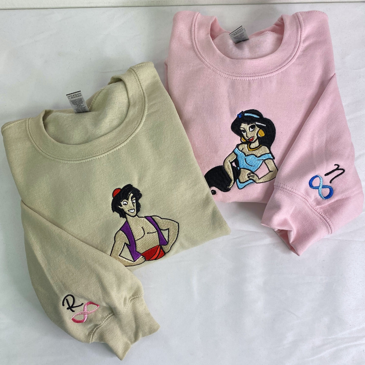 Custom Embroidered Hoodies For Couples, Custom Matching Couple Hoodie, Cute Princess Couples Embroidered Hoodie V2