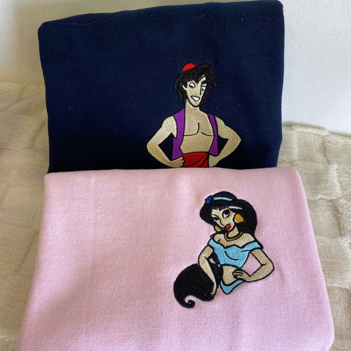 Custom Embroidered Hoodies For Couples, Custom Matching Couple Hoodie, Cute Princess Couples Embroidered Hoodie V2