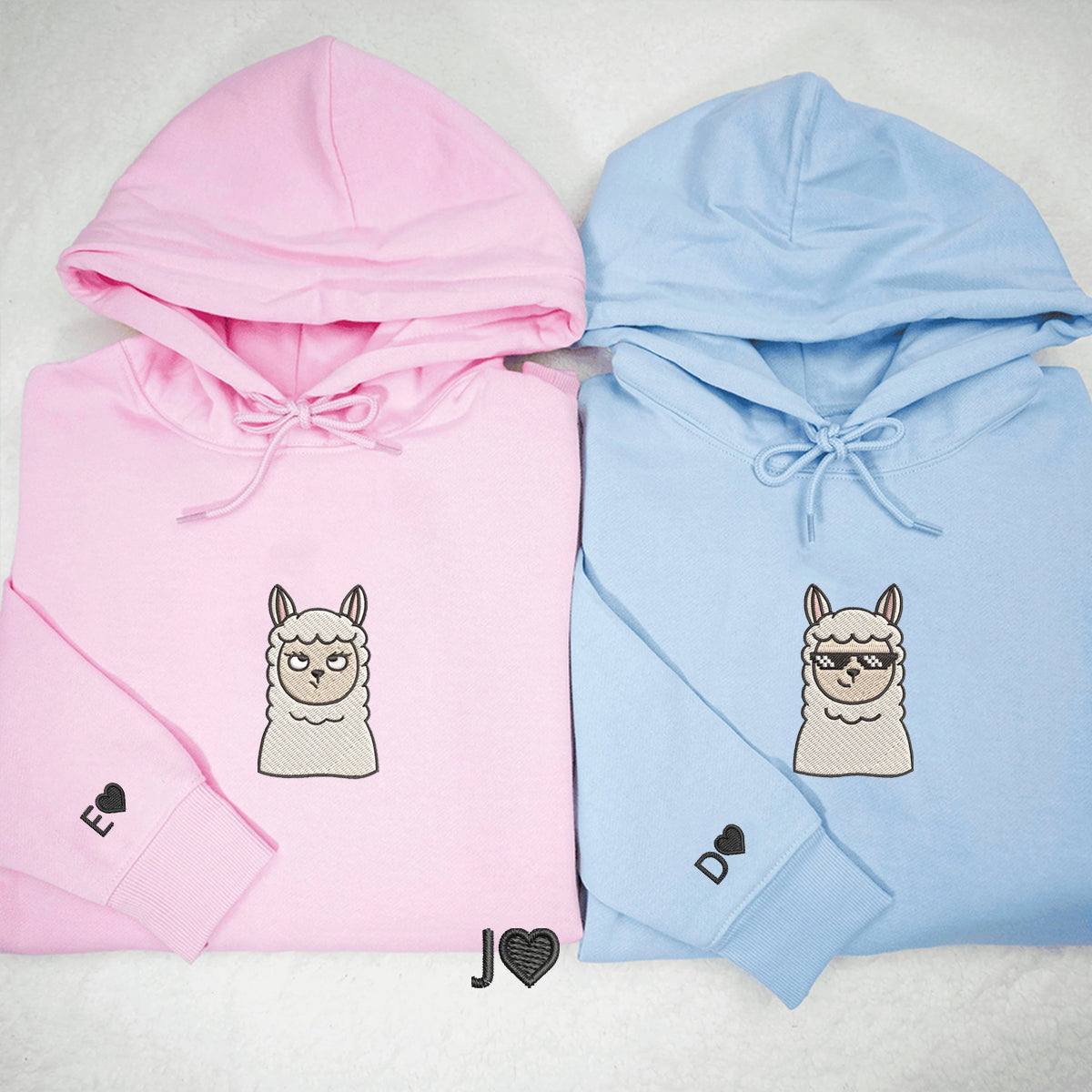 Custom Embroidered Hoodies For Couples, Custom Matching Couple Hoodie, Cute Sheep Cartoon Couples Embroidered Hoodie