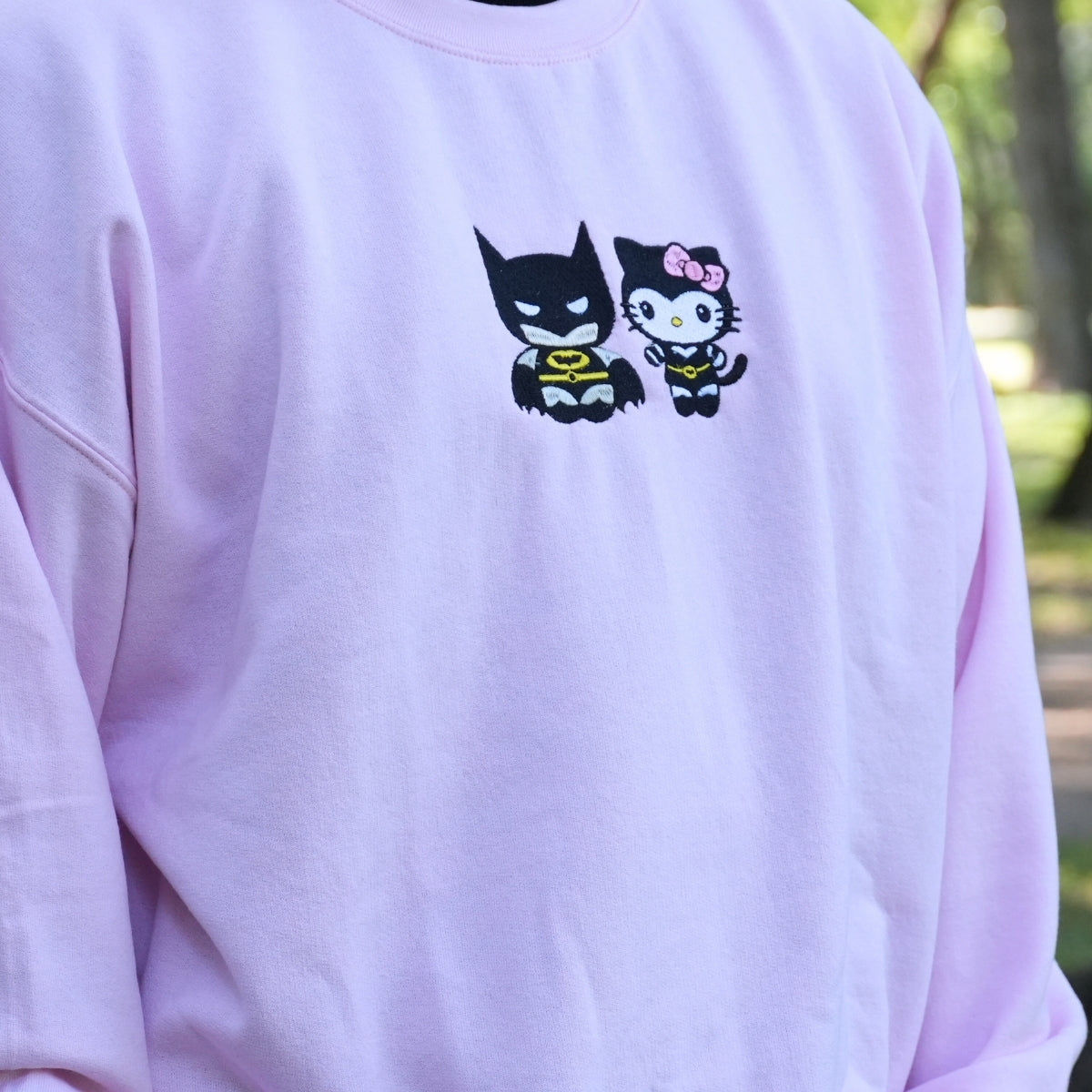 Custom Embroidered Sweatshirts For Couples, Custom Matching Couple Hoodies, Lovely Kitten Kiss Spider Chibi Embroidered Matching Couples Sweatshirt