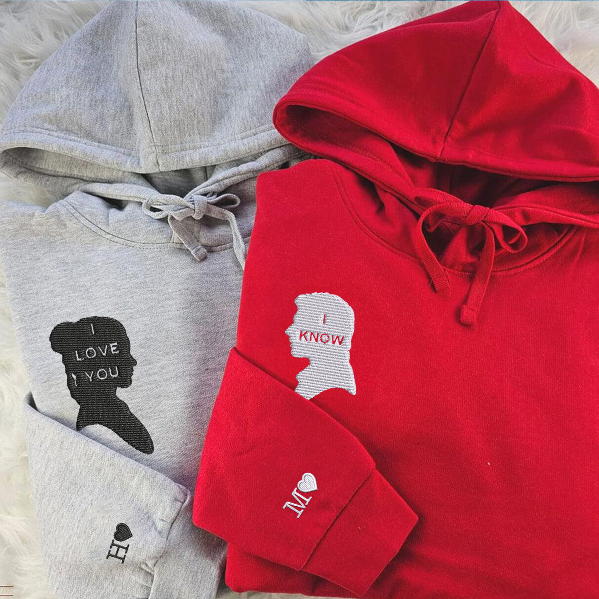 Custom Embroidered Hoodies For Couples, I Love You I Know Couples Embroidered Hoodie