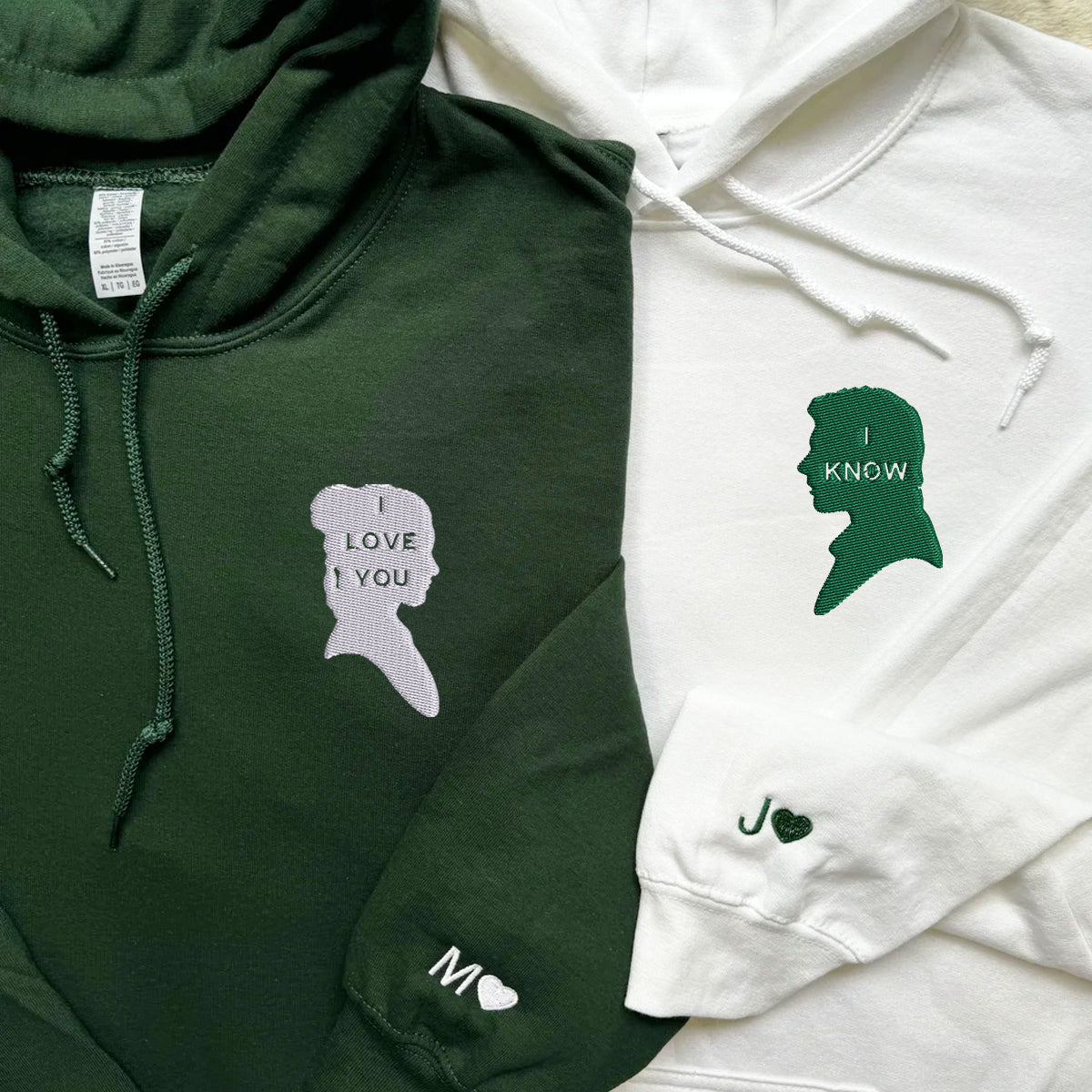 Custom Embroidered Hoodies For Couples, I Love You I Know Couples Embroidered Hoodie