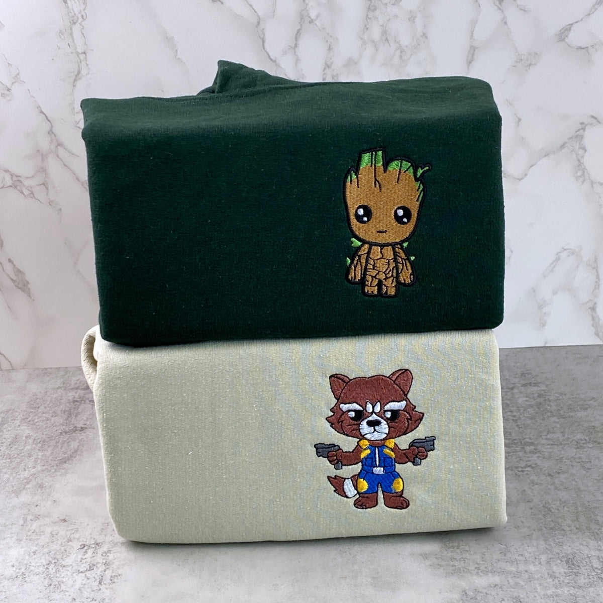 Custom Embroidered Sweatshirts For Couples, Custom Matching Couple Sweatshirt, Cute Rocket Cartoon Couples Embroidered Crewneck Sweater