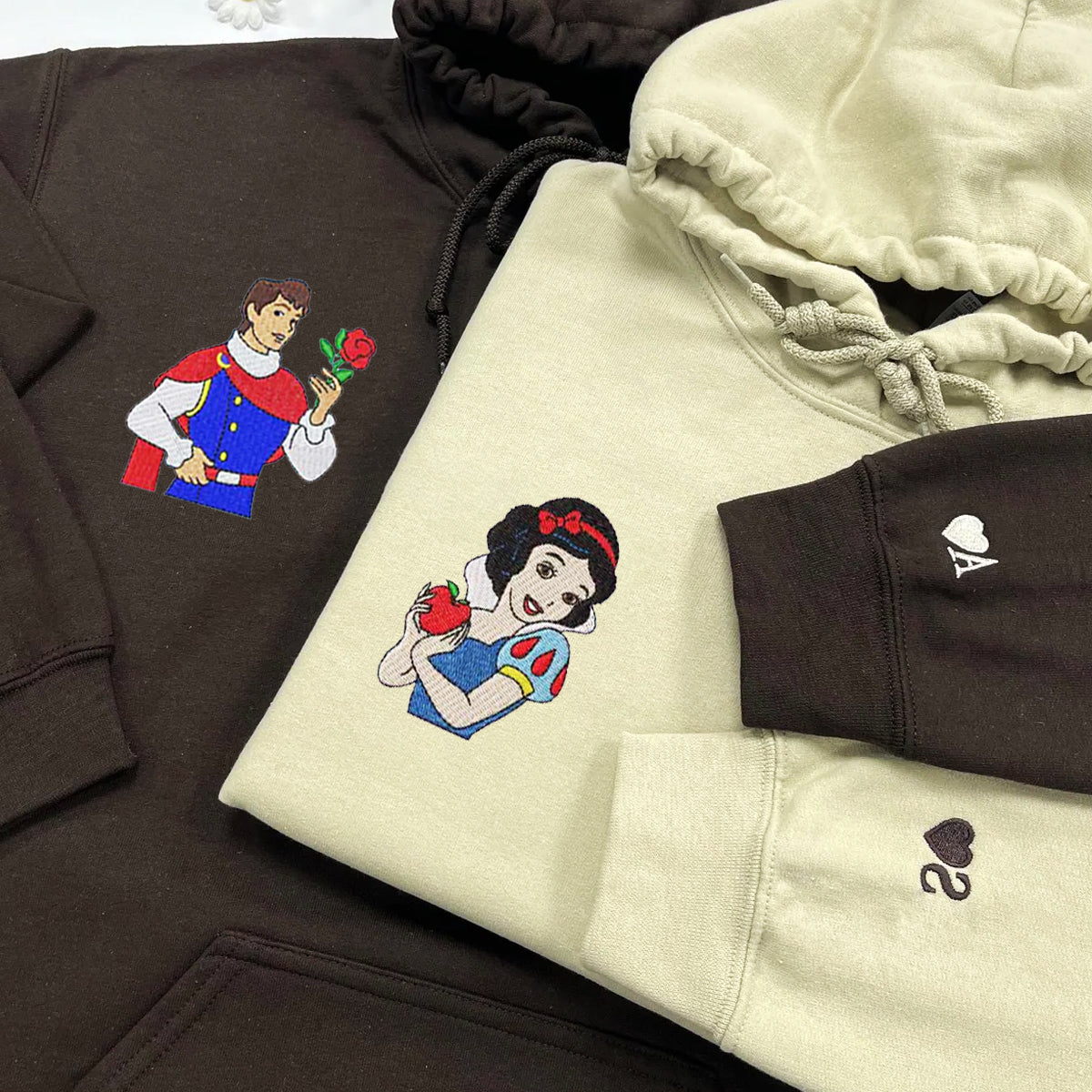 Custom Embroidered Hoodies For Couples, Personalized His Her Hoodies, Adorable Prince x Princess Couples Embroidered Hoodie