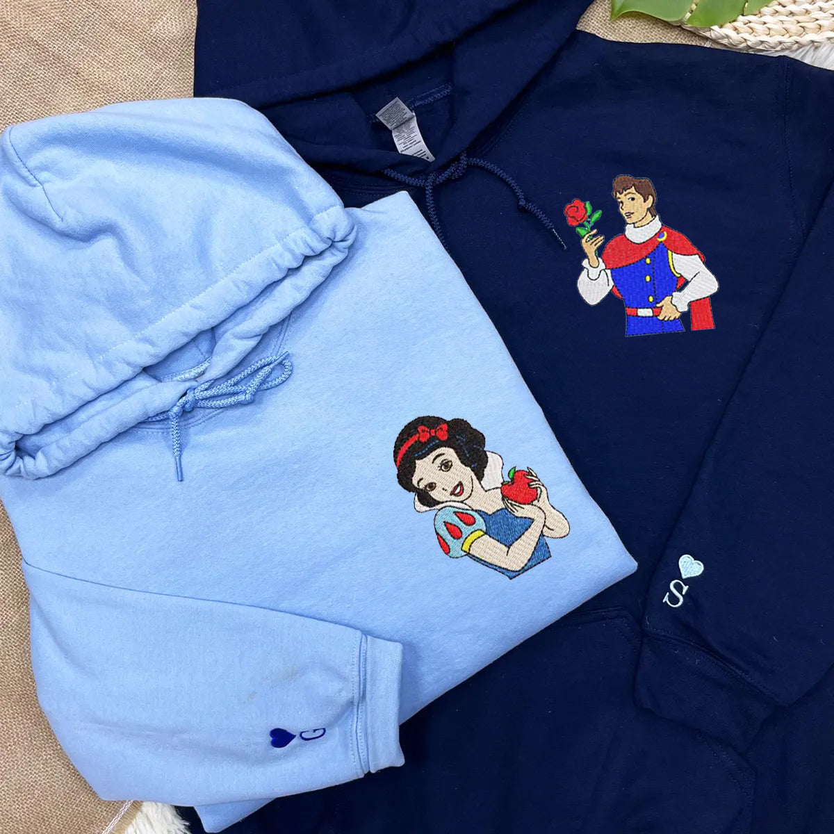 Custom Embroidered Hoodies For Couples, Personalized His Her Hoodies, Adorable Prince x Princess Couples Embroidered Hoodie