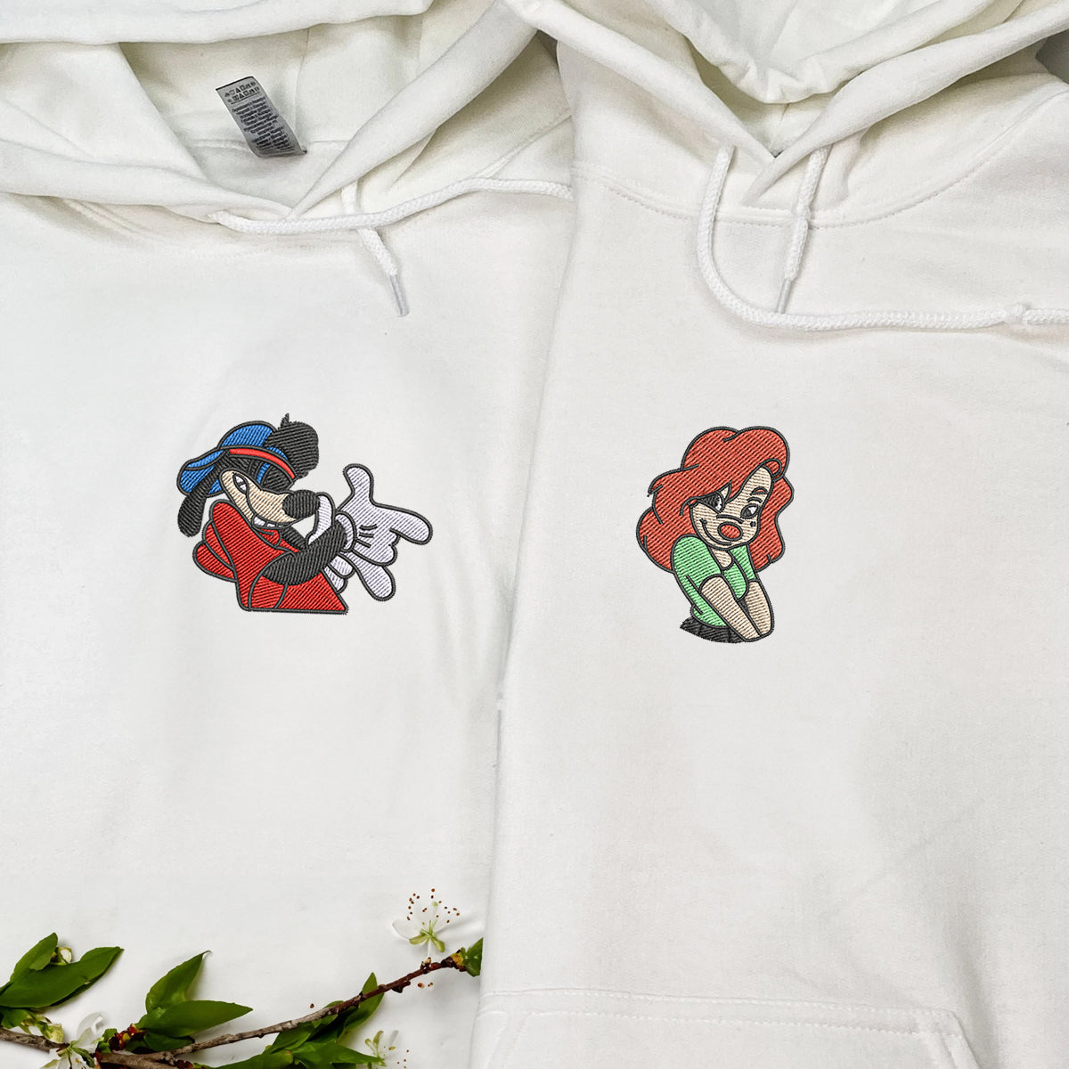 Custom Embroidered Hoodies For Couples, Personalized Matching Couple Hoodie, Coolest Cartoon Duo Embroidered Hoodie