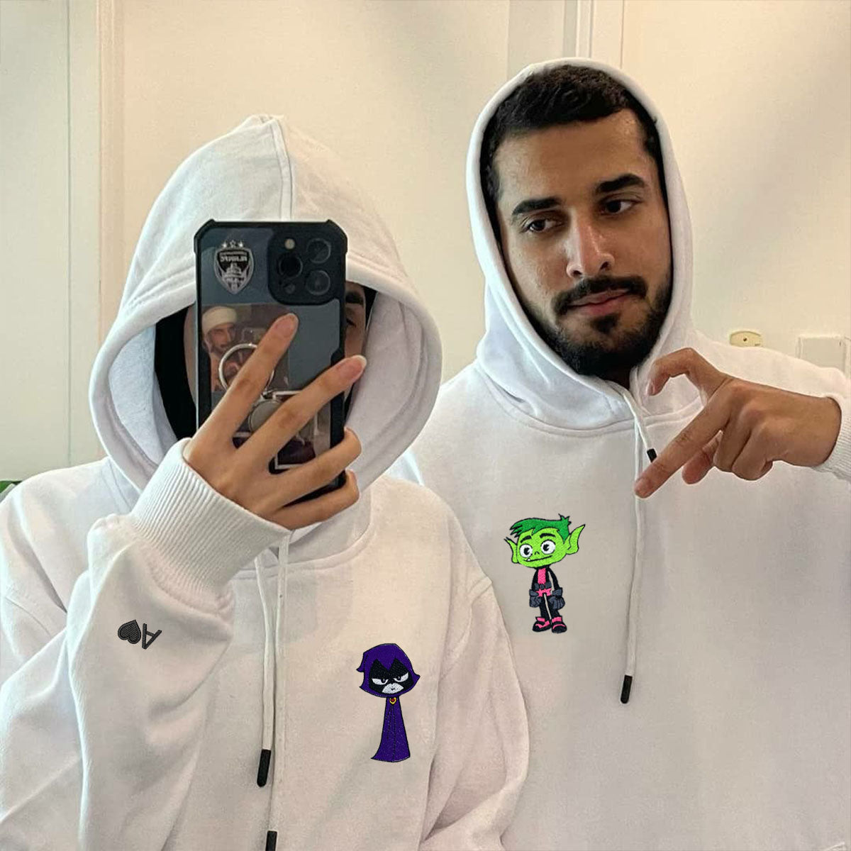 Custom Embroidered Hoodies & Sweatshirts for Couples with Initials, Cute Magical Heroes Matching Set