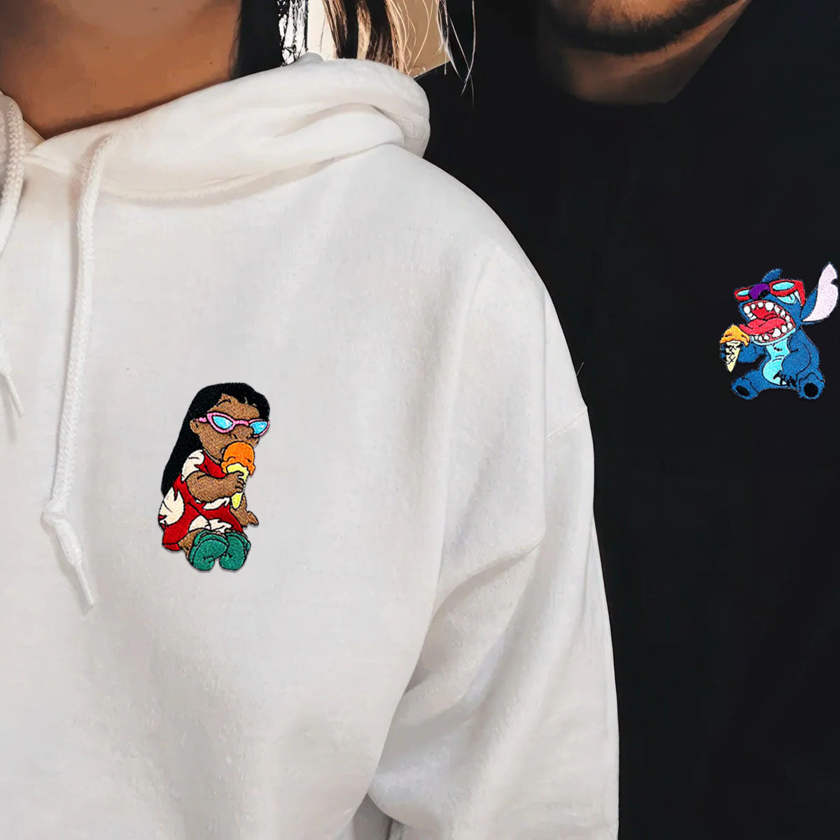 Custom Embroidered Hoodies for Couples, Coolest Cartoon Couple Hoodie