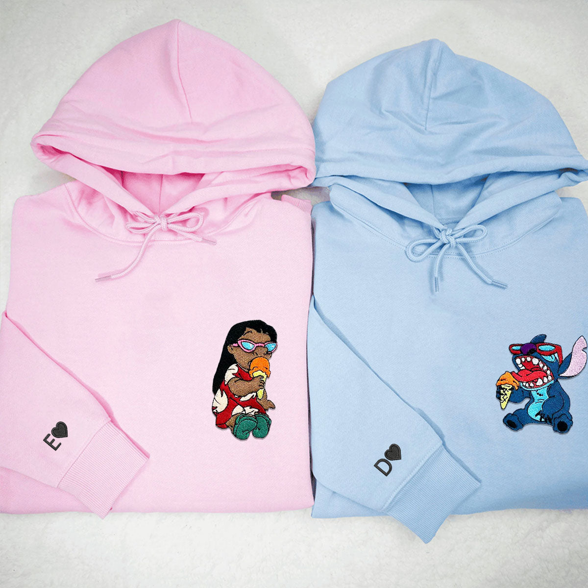 Custom Embroidered Hoodies for Couples, Coolest Cartoon Couple Hoodie