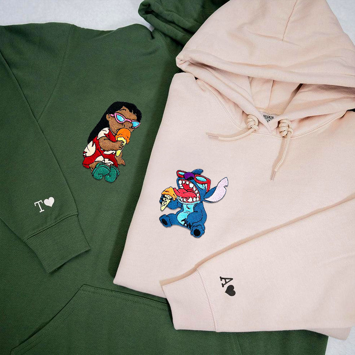 Custom Embroidered Hoodies for Couples, Coolest Cartoon Couple Hoodie