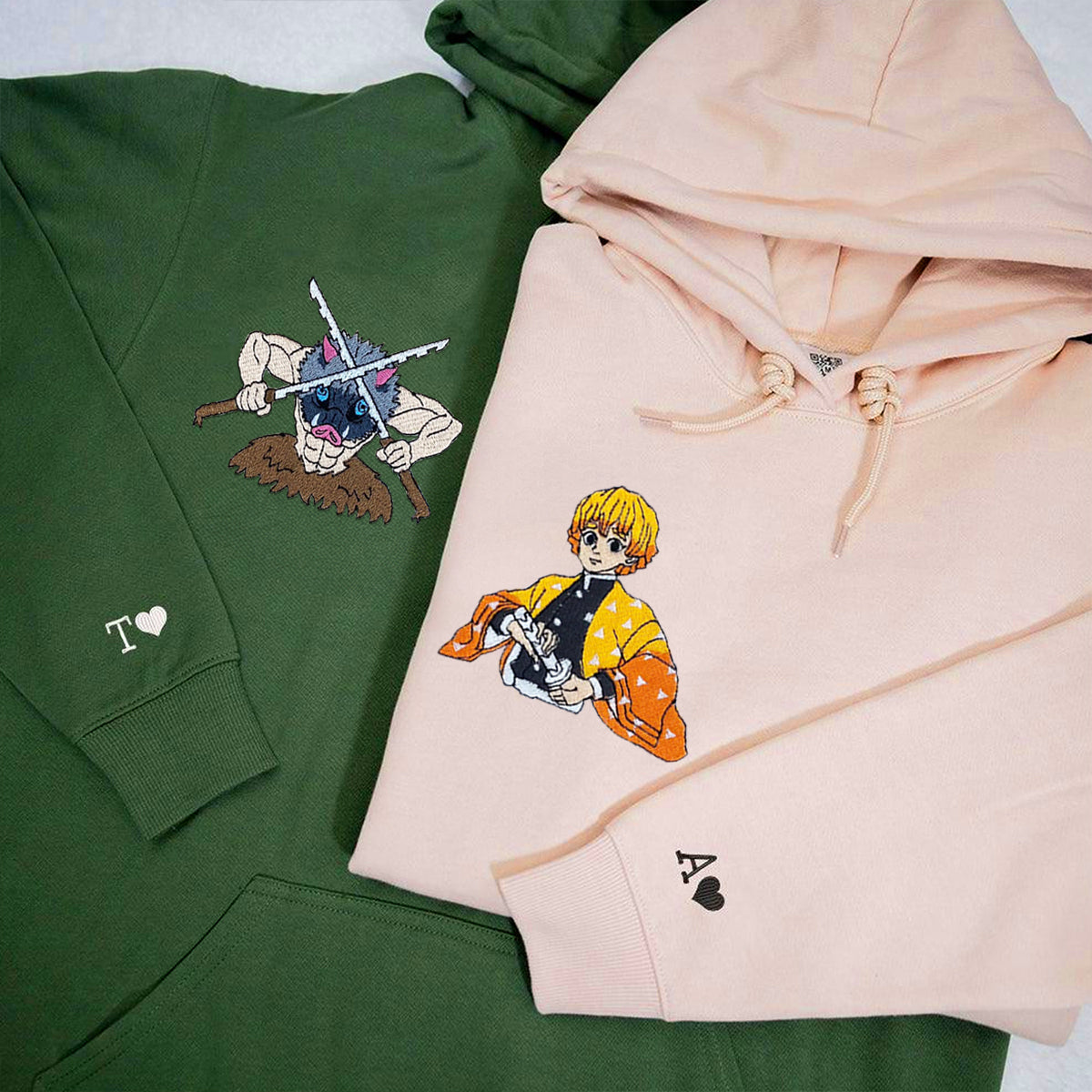 Custom Embroidered Hoodies for Couples, Coolest Cartoon Couples Embroidered Hoodie