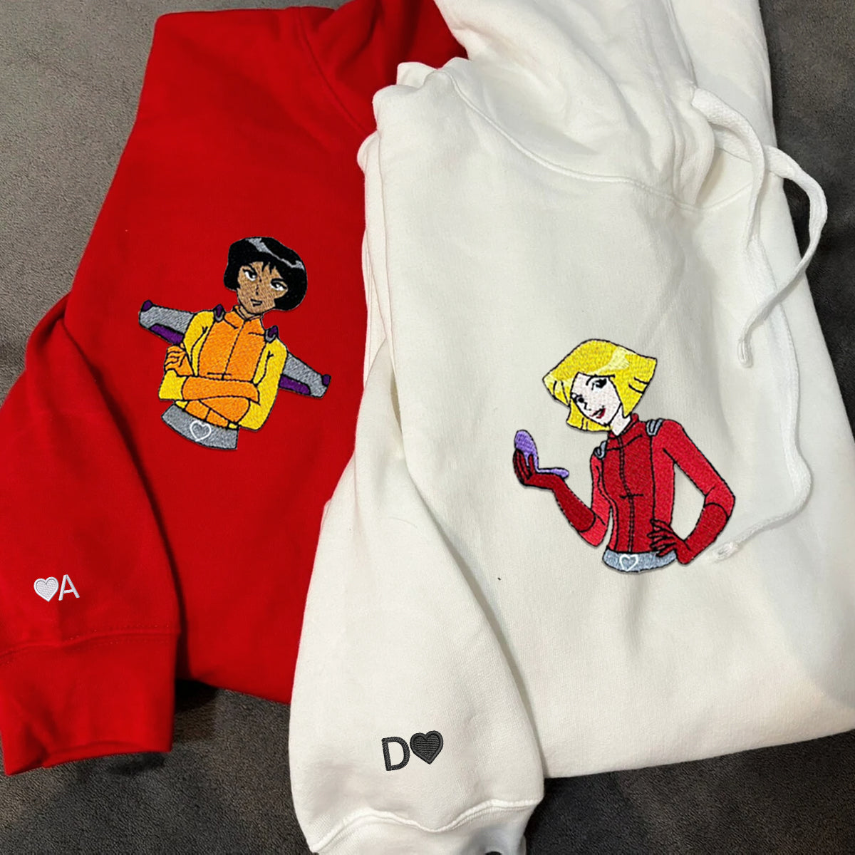 Custom Embroidered Hoodies for Couples, Coolest Spy Girls Duo Couple Hoodie