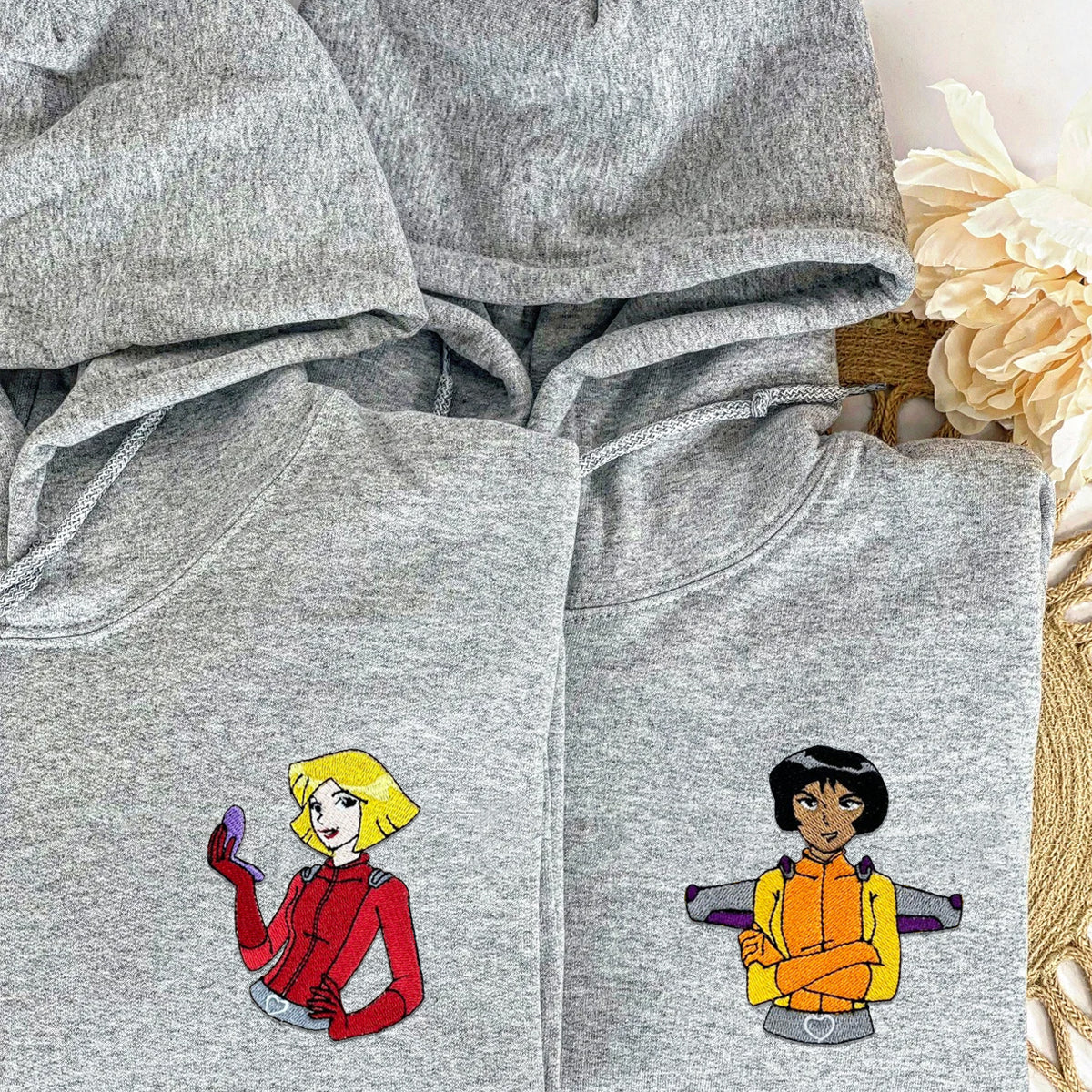 Custom Embroidered Hoodies for Couples, Coolest Spy Girls Duo Couple Hoodie