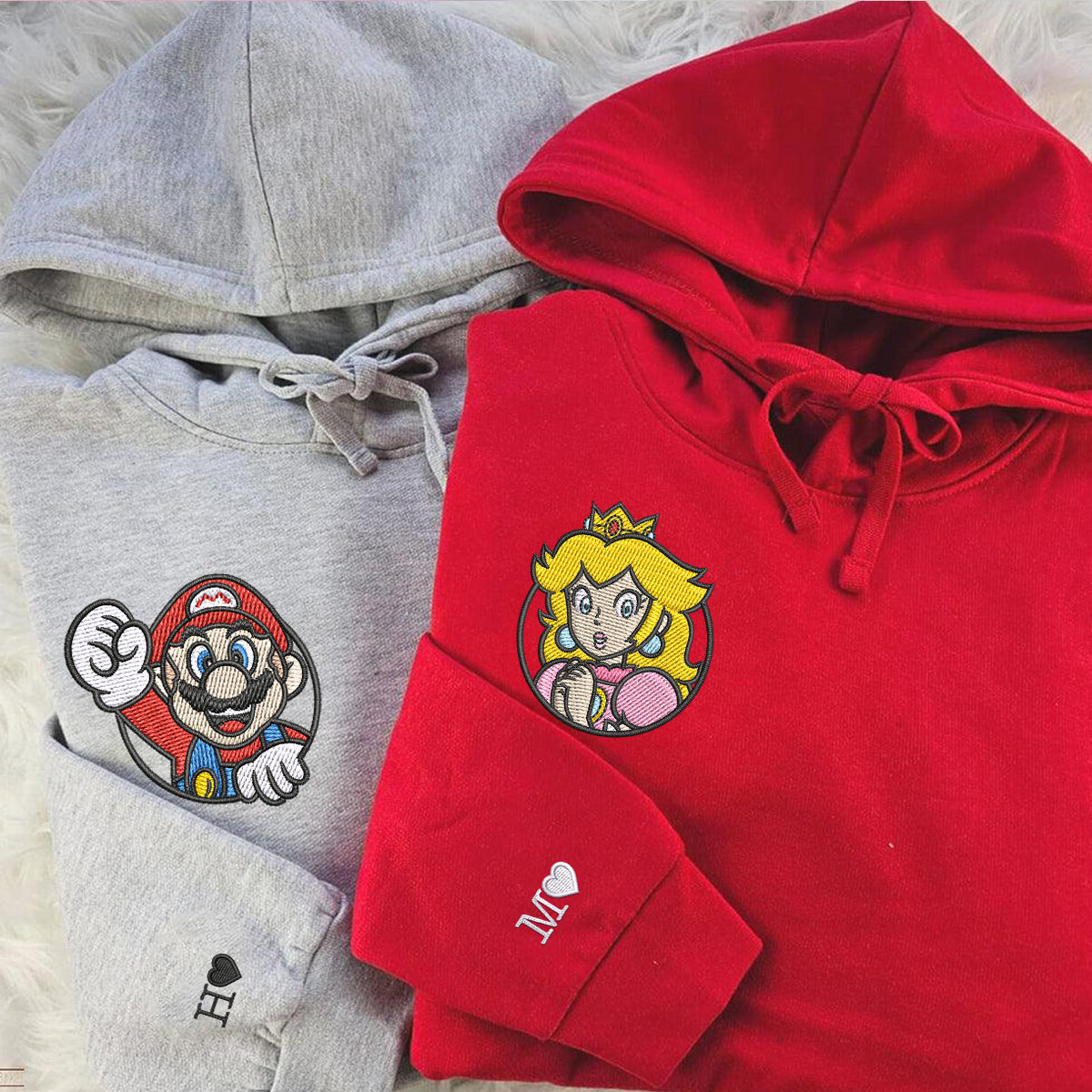 Custom Embroidered Hoodies for Couples, Cute Cartoon Hero & Princess Hoodie, Matching Couple Outfit