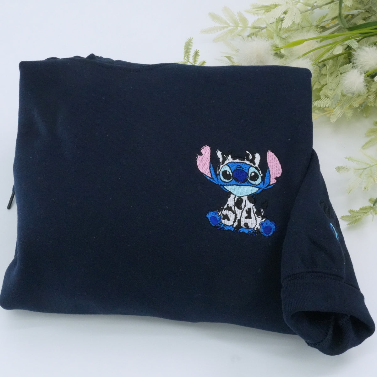 Custom Embroidered Hoodies for Couples, Cute Cow Stitch and Angel Couples Embroidered Hoodie