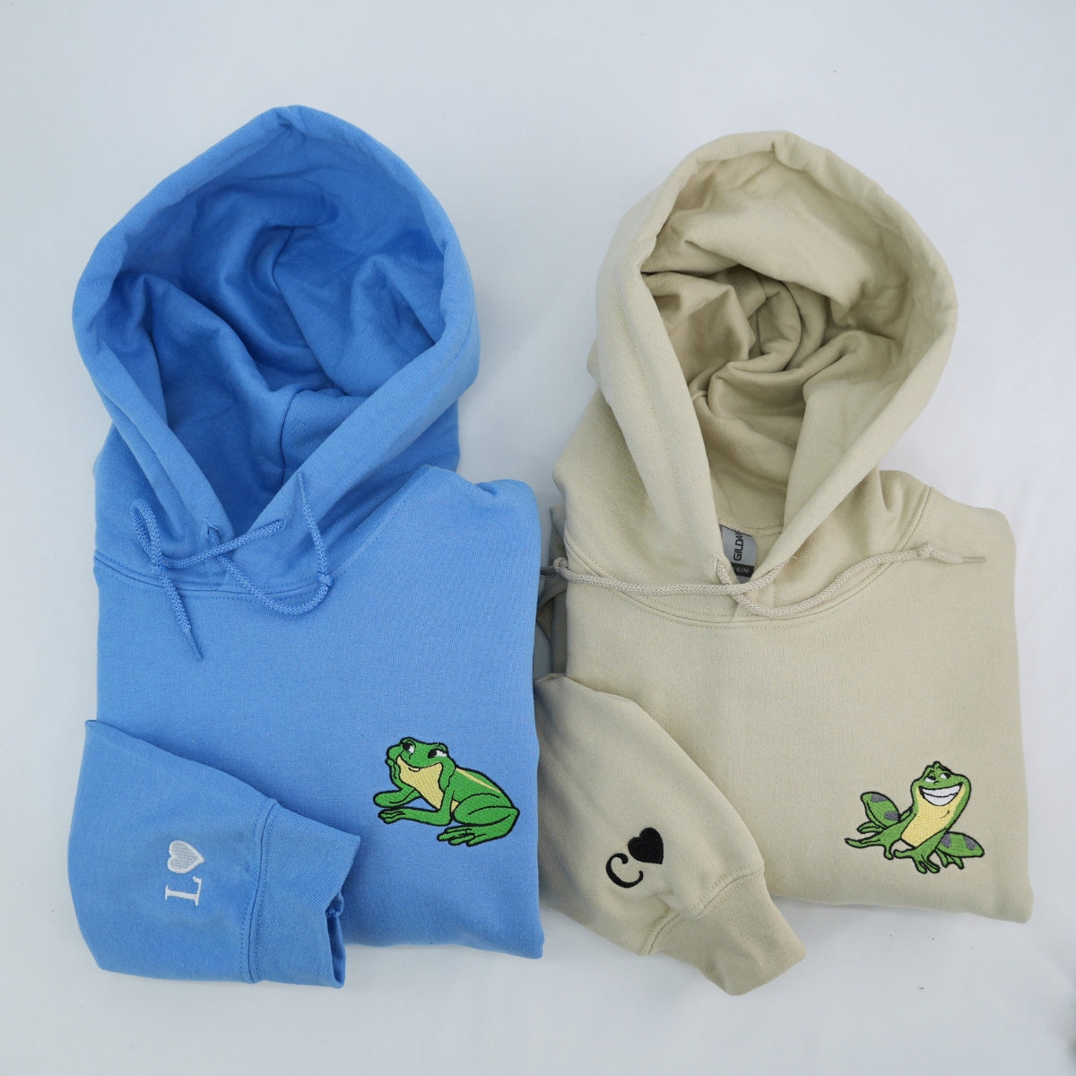 Custom Embroidered Hoodies for Couples, Cute Frogs Couples Embroidered Hoodie