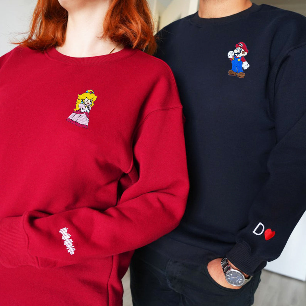 Custom Embroidered Hoodies for Couples, Cute Hero & Princess Matching Hoodie