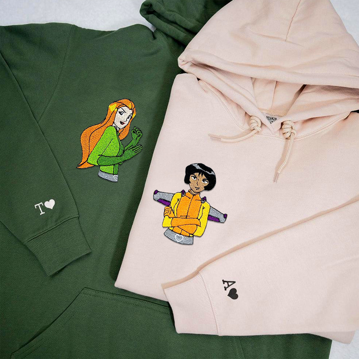 Custom Embroidered Hoodies for Couples, Cute Spy Girls Duo Couple Hoodie