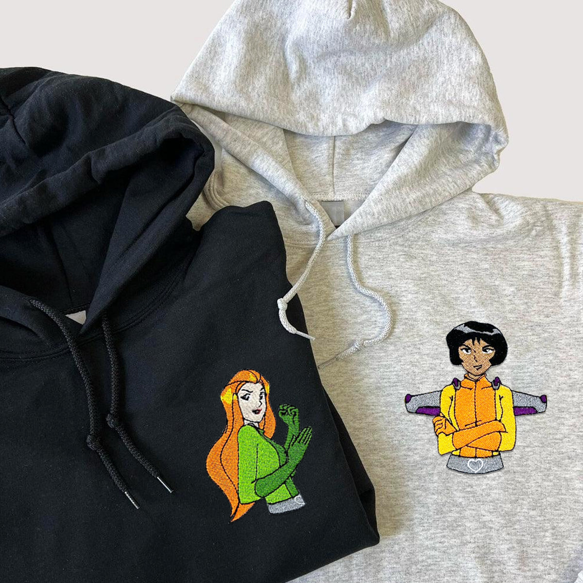 Custom Embroidered Hoodies for Couples, Cute Spy Girls Duo Couple Hoodie
