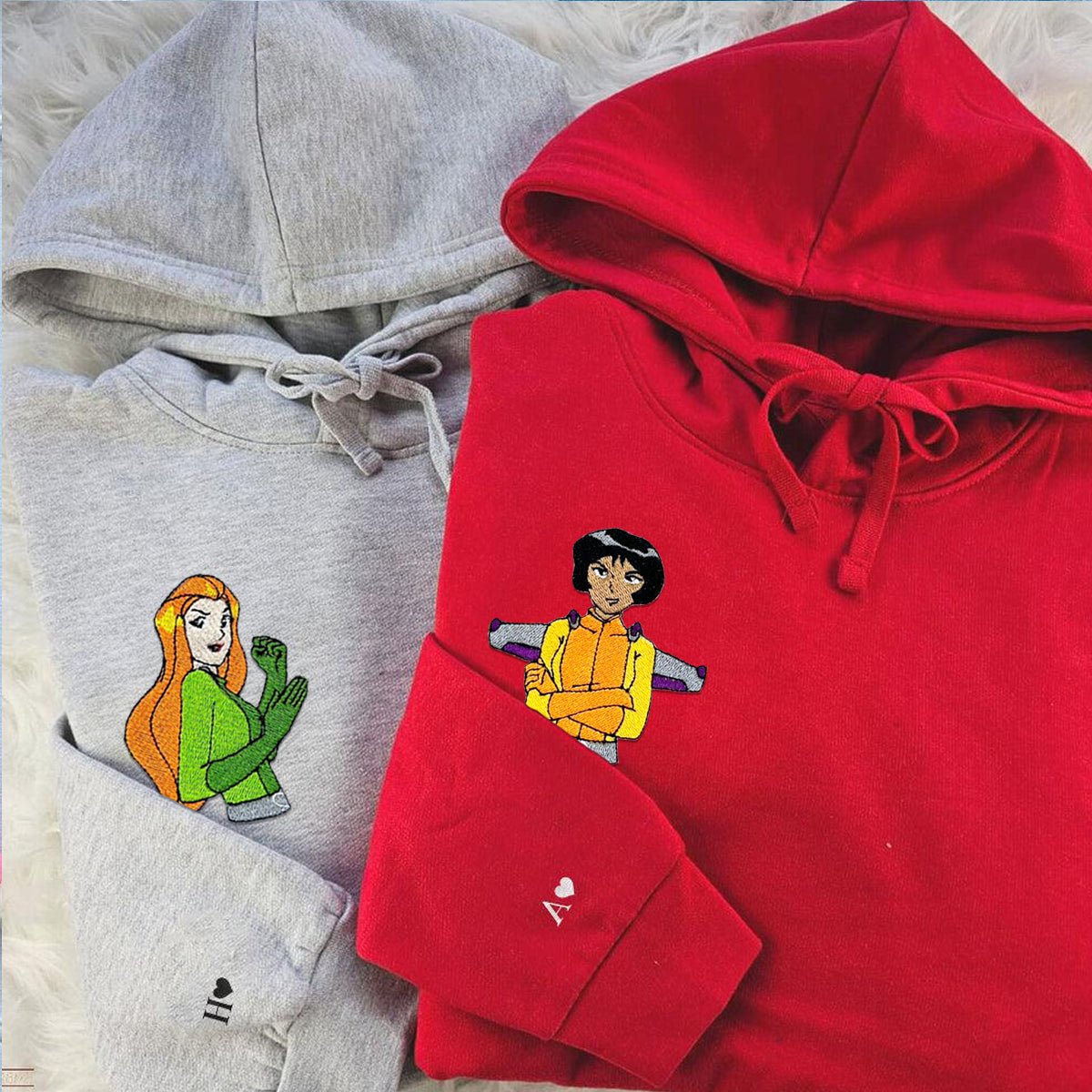 Custom Embroidered Hoodies for Couples, Cute Spy Girls Duo Couple Hoodie