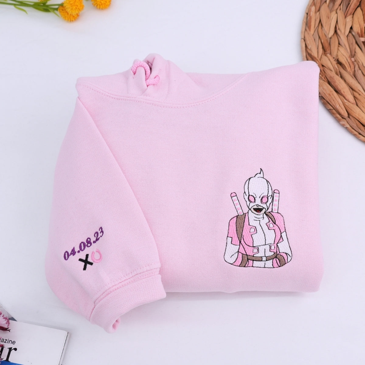 Custom Embroidered Hoodies for Couples, Funny Superhero Couples Embroidered Hoodie