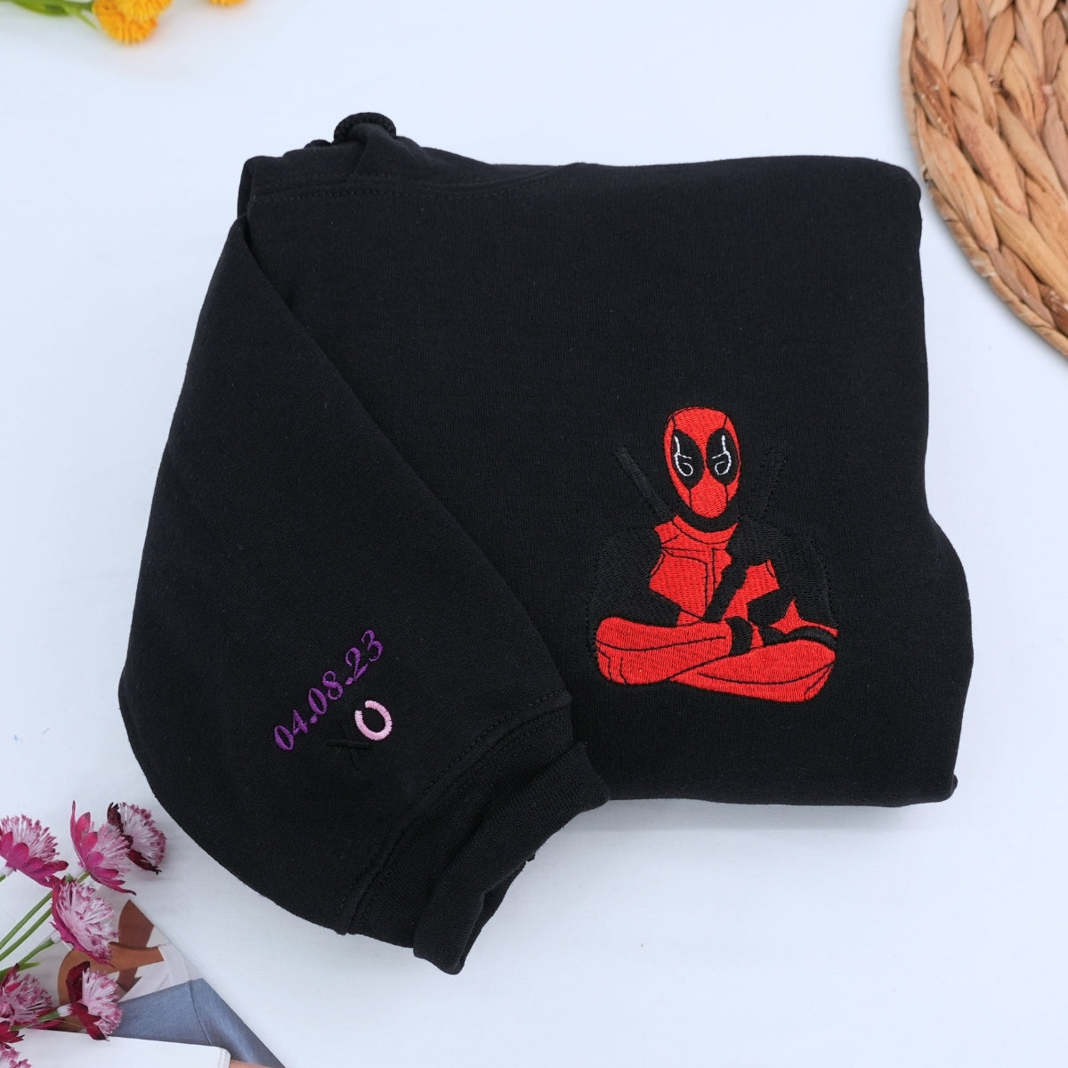 Custom Embroidered Hoodies for Couples, Funny Superhero Couples Embroidered Hoodie