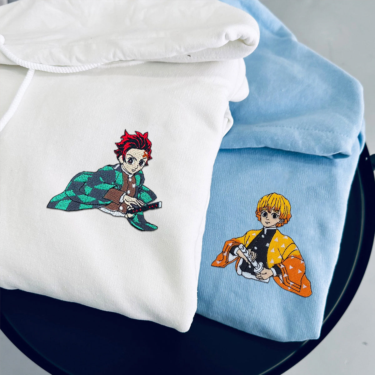 Custom Embroidered Hoodies for Couples, Stunning Character Couples Embroidered Hoodie