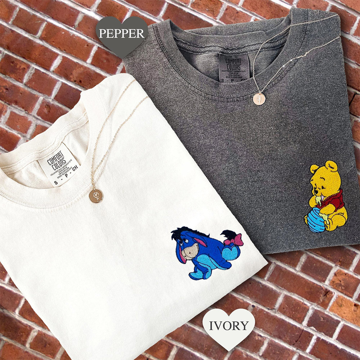 Custom Embroidered Lovely Bear T-shirts for Couples