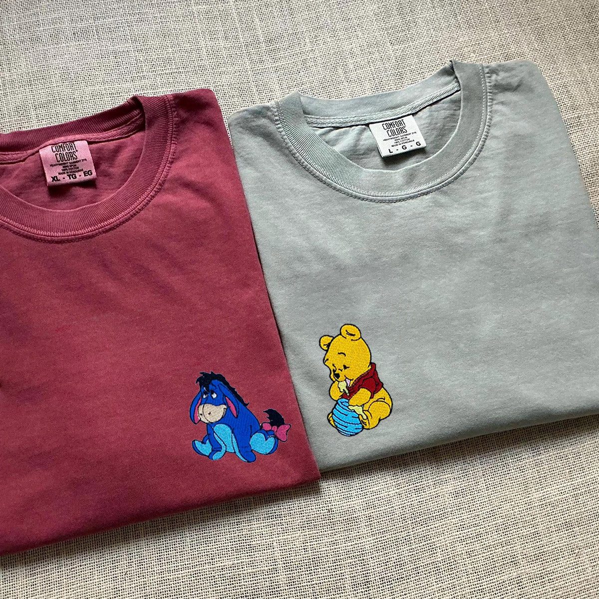 Custom Embroidered Lovely Bear T-shirts for Couples