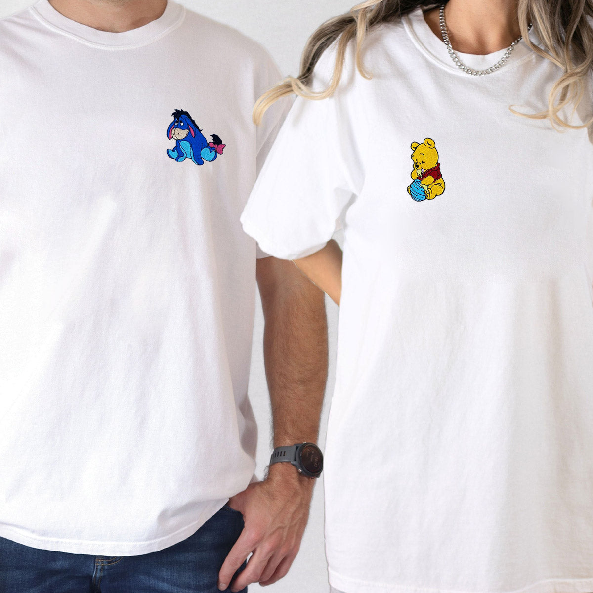 Custom Embroidered Lovely Bear T-shirts for Couples