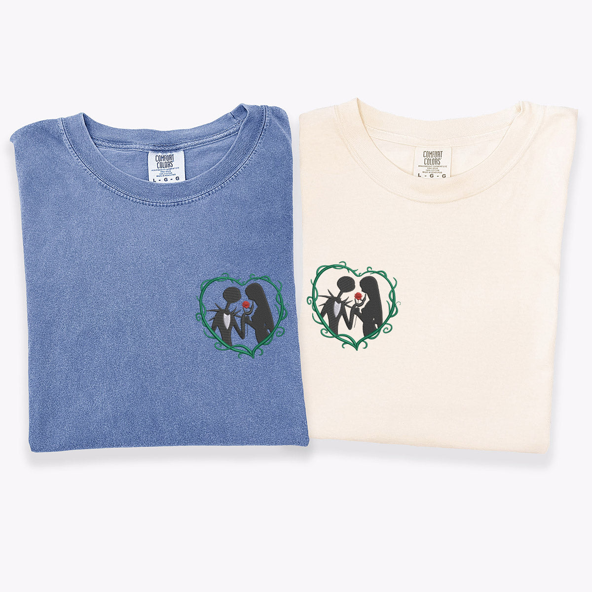 Custom Embroidered Lovely Cartoon Heart Matching T-shirts for Couples