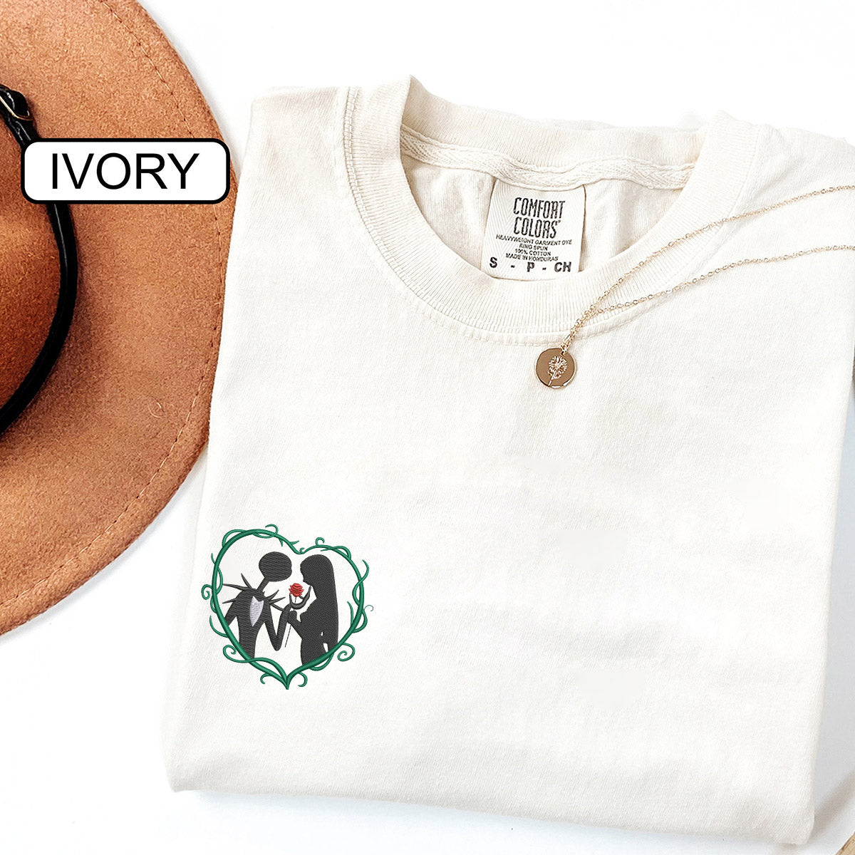 Custom Embroidered Lovely Cartoon Heart Matching T-shirts for Couples