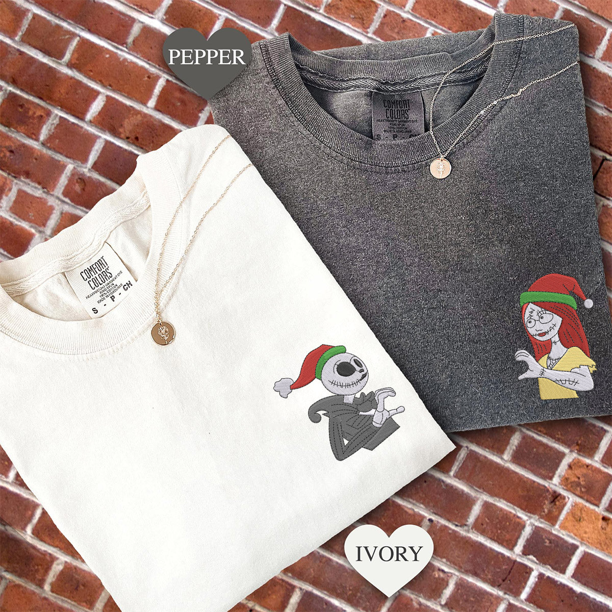 Custom Embroidered Lovely Halloween Couple Matching T-shirts for Couples