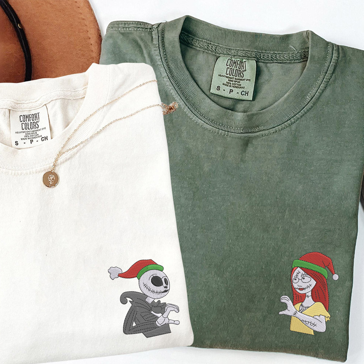 Custom Embroidered Lovely Halloween Couple Matching T-shirts for Couples