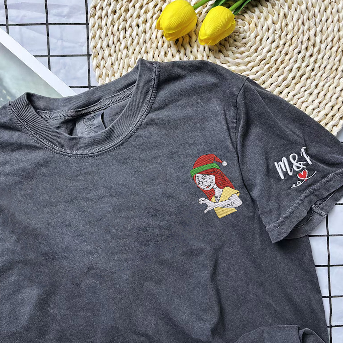 Custom Embroidered Lovely Halloween Couple Matching T-shirts for Couples